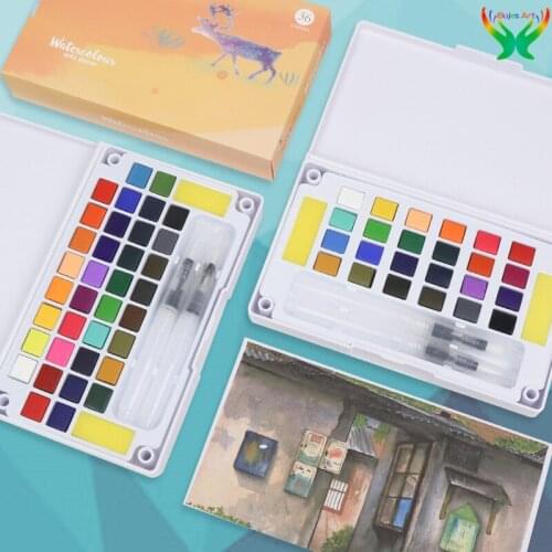 24/36 color Memory solid watercolor professional portable painting non-toxic high transparency watercolor for children iron box