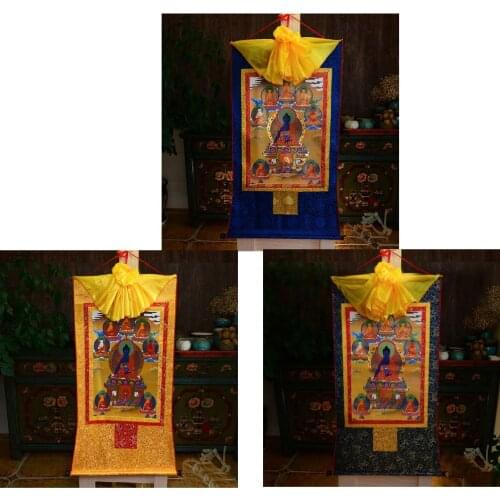 3PCS Wholesale Buddhist supplies --85CM Large -HOME protection Thang-ga Thangka Pharmacist the Medicine Buddha Buddhism art