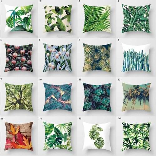 45*45 nordic tropical plam tree green cushion cover decorative pillowcase for sofa car pillow case Home Decoration