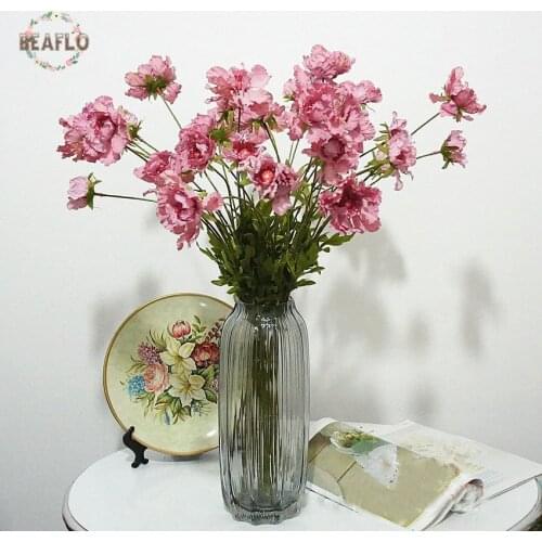 5PCs/lot DIY European Artificial Flowers 3 Heads Chrysanthemum Plant Wedding Flower Arrangement Home Decoration