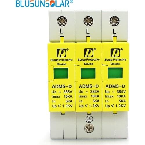 50 pieces / lot Household Standard Din Rail 35mm 3P 5KA 10KA 385V Low-voltage Anti-lightning SPD AC Surge Protective Device