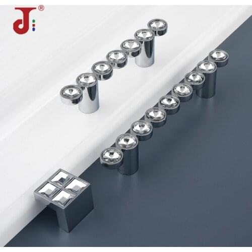 64/96mm Modern Luxury Style Solid Aluminum Handle Crystal Drawer Cabinet Knobs Handles Door Furniture Knobs Pull Handle Not fade