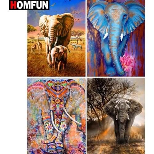 HOMFUN Full Square/Round Drill 5D DIY Diamond Painting "Animal elephant scene" Embroidery Cross Stitch 5D Home Decor Gift