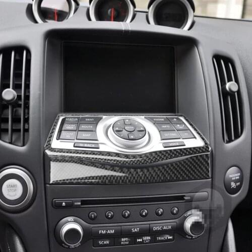 Genuine Carbon Fiber Car Dashboard Multimedia Navigation GPS Frame Cover Trim Car Styling For Nissan Z34 370Z 2009-2021