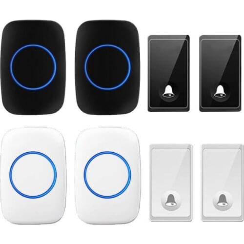 New bell set 2 transmitter 2receiver wireless door bell emitter free of battery wireless doorbell ip44 200M work chime door ring