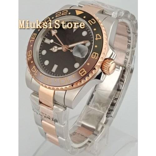 Bliger Fashion luxury 40mm black dial Sapphire glass Ceramic Bezel GMT hand Luminous waterproofAutomatic Mechanical watch