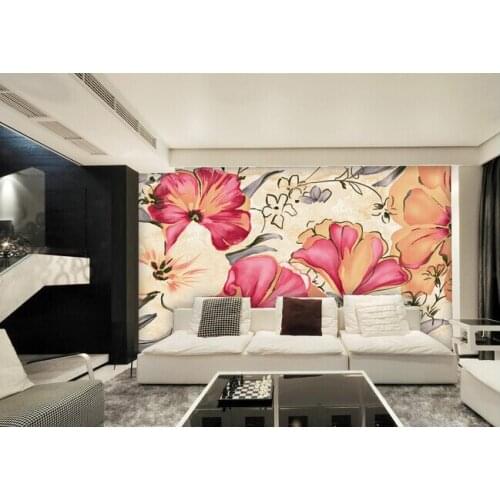 Latest custom 3D large mural,European style hand painted flowers ,living room tv background bedroom wall wallpaper