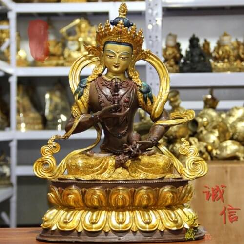 45CM large GOOD buddha statue Asia Buddhism Gilding golden Exorcism safety Vajrasattva Samantabhadra Bodhisattva buddha statue
