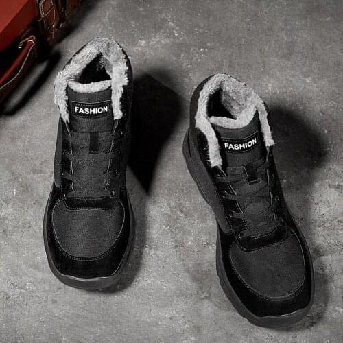 2020I brand mens suede work fur warm ankle boots leather mens leather boots mens winter waterproof mens snow boots large siz