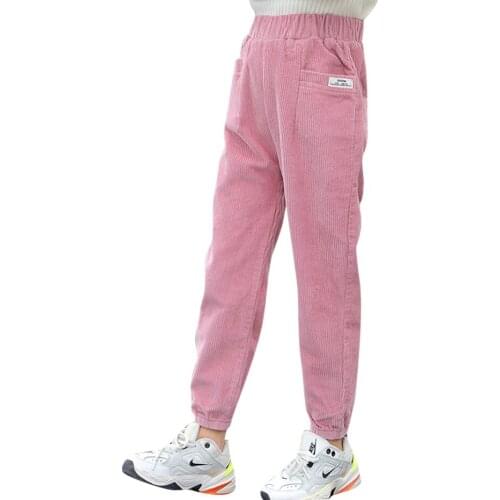 Pants For Girls Solid Girls Corduroy Pants Thick Warm Child Pants Casual Style Girl Winter Clothes 6 8 10 12 14
