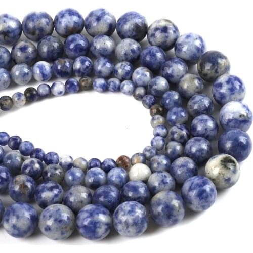 Natural Stone Beads 4/6/8/10mm Dot White Blue Vein Sodalite Round Loose Beads For Jewelry Making DIY Bracelet Necklace
