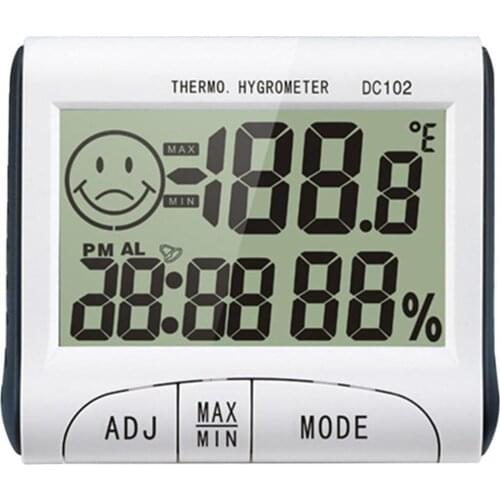 DC102 Mini LCD Digital Indoor Thermometer Hygrometer Temperature Humidity Meter Alarm Clock Desk With Magnetic Stand
