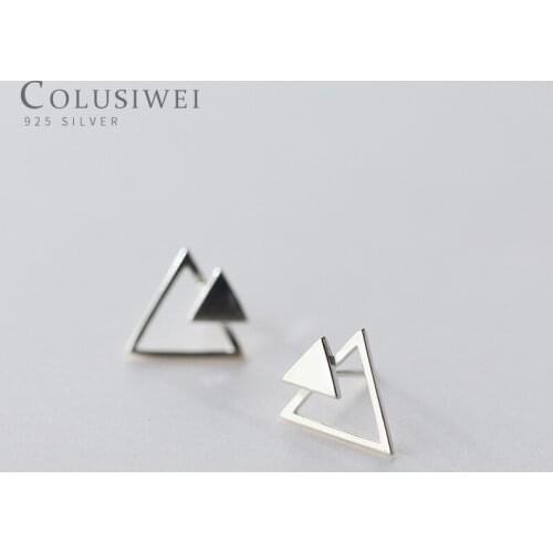 Colusiwei Girl Simple Triangle Stud Earrings 925 Sterling Silver Geometric Earrings Anti-allergy Earrings for Women Jewelry