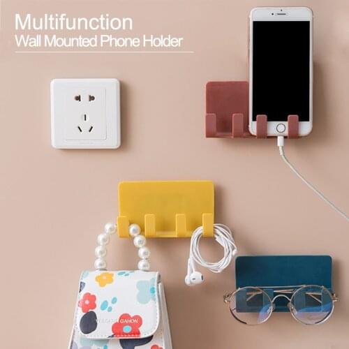 Earphone Hooks Holder Stand Wall Mounted Organizer Storage Box Remote Controller dock Mobile Phone Plug for ipad Holder Charging