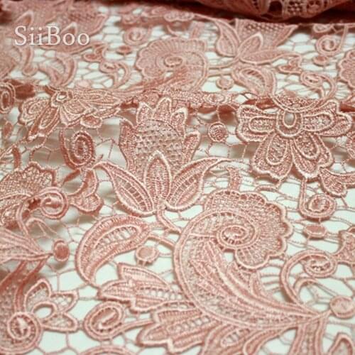 Designer purple pink floral embroidery hollow guipure lace fabric for wedding party dress lace tissue cloth tela tejido SP3825