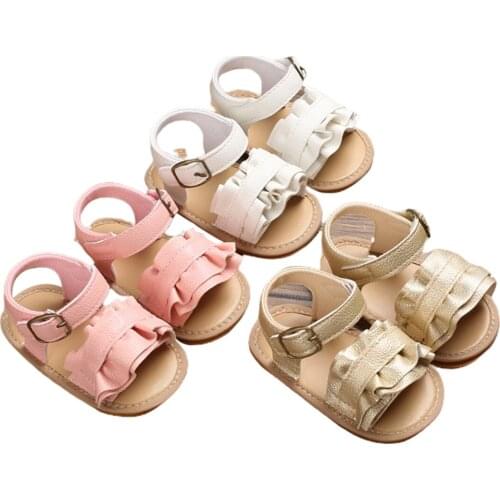 Breathable Summer Baby Girls Sandals Infant Sweet Style Solid Color Soft Rubber Sole Shoes Toddlers Indoor Non-slip Prewalker