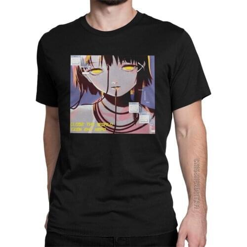 Serial Experiments Lain Wave Mens T Shirt Vintage Tees Classic Short Sleeve Crew Neck T-Shirt 100% Cotton Designer Clothes