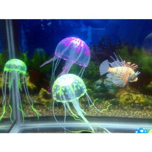 Glowing Effect Artificial Jellyfish Fish Tank Aquarium Decoration Mini Submarine Ornament Underwater Pet Decor