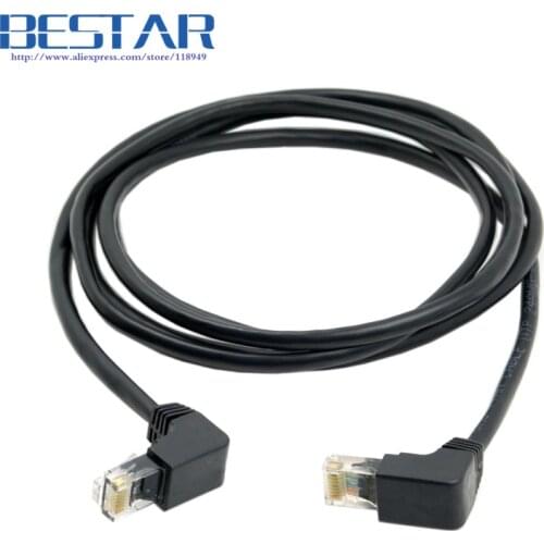 Down Angled 90 Degree 8P8C FTP STP UTP Cat 5e Male to Male Lan Ethernet Network Patch Cord Cable 2m 6ft