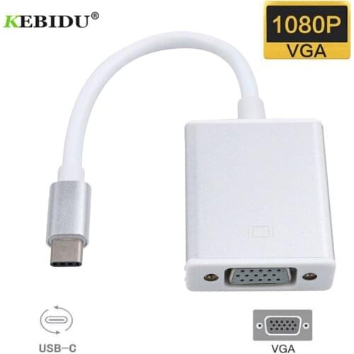 Kebidu USB 3.1 Type C to Female VGA Adapter Cable USBC to VGA Adapter for Macbook 12 inch Chromebook Pixel Lumia 950XL Hot Sales