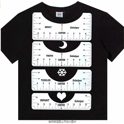 4Pcs/Set T-Shirt Alignment Ruler For Guiding T-Shirt Design Fashion Rulers With Size Chart DIY Drawing Template Craft Tool Draft