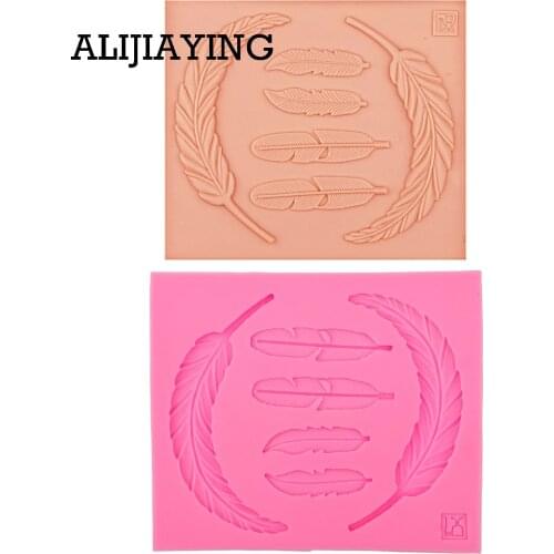 M0522 1Pcs Feather Shape Cake Silicone Mold Chocolate Clay Mould Kitchen Baking Sugarcraft Fondant Cake Decoration Tools