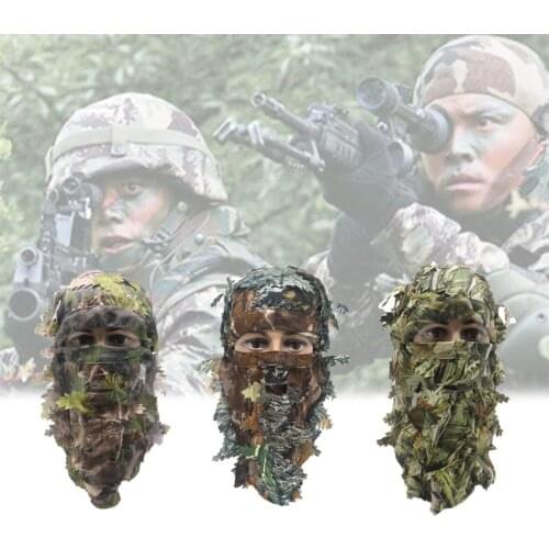 Airsoft Mask 3D Leaf Blind Mask Outdoor Multi-Functional Camping Hunting Bionic Camouflage Headgear CS Cover Equipment Leaf Mask