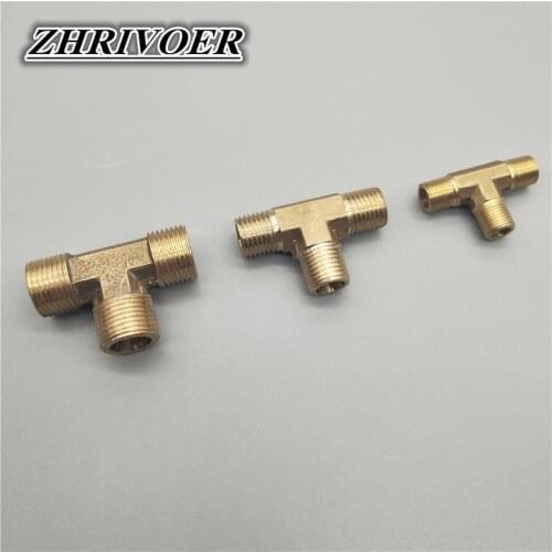Copper 1/8" 1/4" 3/8" 1/2" 3/4" 1"BSP Male Thread Tee Type 3 Way Brass Pipe Fitting Adapter Coupler Connector For Water