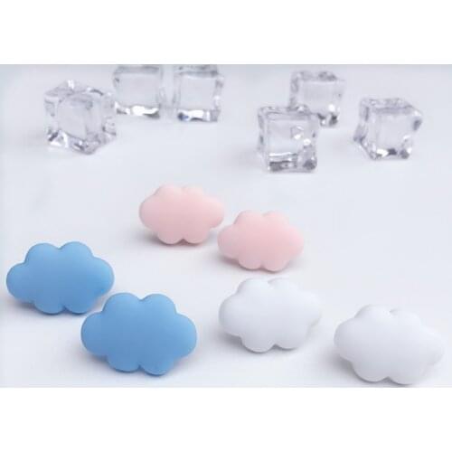 Clouds Drop Earrings Cute Blue Pink Color For Women White Resin Minimalist Ear Accessories Wholesale Factory 2021 New Design