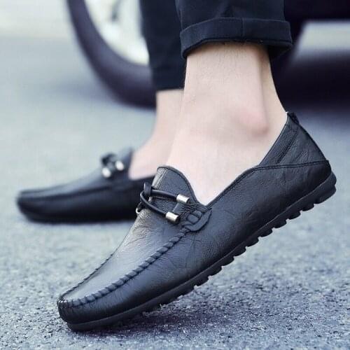 WEH Men shoes Soft Leather Dress Shoes 2021 Fashion Driving Shoes Classic slip on Flats outdoor Moccasins Loafers big size 46 47