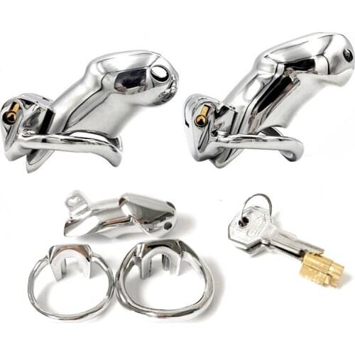 Male Chastity Devices Stainless Steel Cockring Cage Adult Sex Toys For Men Metal Chastity Belt Penis Ring Cock Lock Bondage