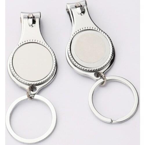 MXME Circles Sublimation Blanks Keychains Nail Clipper Sublimation Transfer Blanks with Metal Round Key Rings for Heat Press