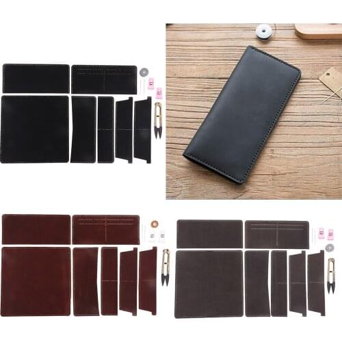 Women Men Leather Wallet Kit for Starters with Scissor Needles Threads Tools