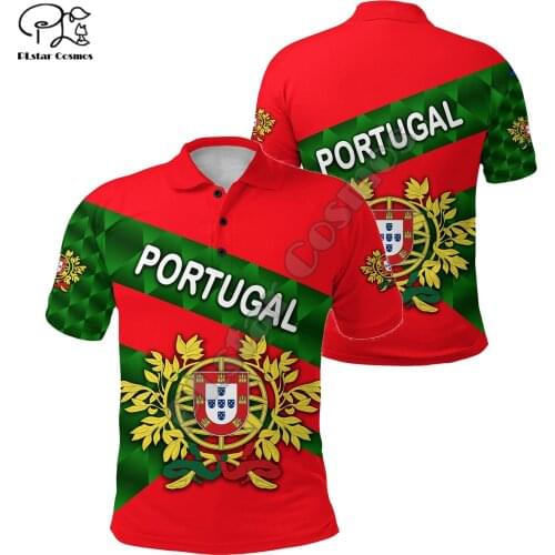 PLstar Cosmos Newest Fashion Portugal Symbol 3D Print Summer Men‘s Polo Shirts Flag Short-Sleeve Casual Wear Brand T-Shirt P5