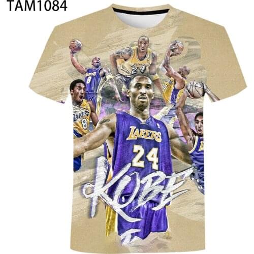 Kobe 24 2021 New 3D Printed Sports Fitness T-shirt Mens and Womens Cotton Short Sleeve Childrens Creative Street Style Top