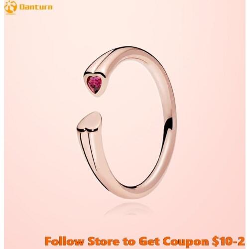 Danturn New 925 Sterling Silver Ring Polished & Sparkling Heart Open Ring Original 925 Silver European Ring Women Jewelry Making