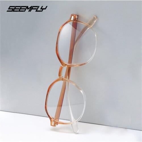 Seemfly Vintage Anti Blue Light Glasses Frame Women Progressive Color Full Frame Plain Mirror Computer Gaming Goggle Eyeglasses