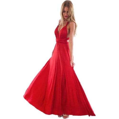Sexy Women Multiway Wrap Convertible Boho Maxi Club Red Dress Bandage Long Dress Women Party Bridesmaids Infinity Ladies Dresses