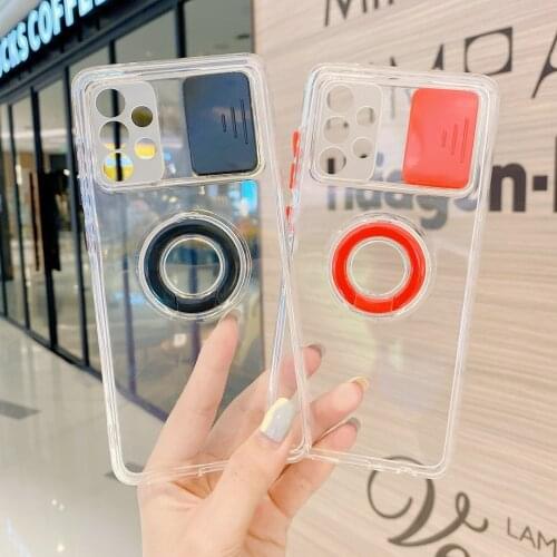Suitable for Samsung Galaxy S21 Plus Ultea A72 52 32 22 12 02S sliding lens window mobile phone shell transparent ring bracket