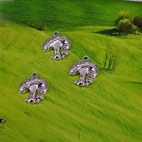 5pcs/lot 22x18mm Mushroom Charm Pendant Jewelry Making Antique Silver Color Alloy Charms for women man Accessories