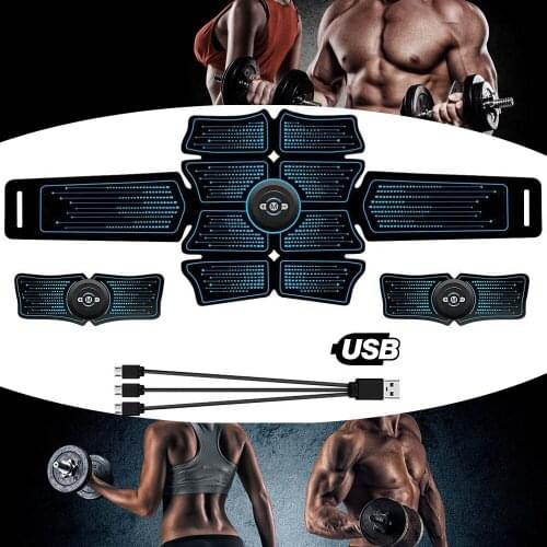 USB Charged Gym Stimulator Muscle Toner EMS Press Trainer Abdomen Electrostimulation Fitness Home Workout Muscle Toning Belt