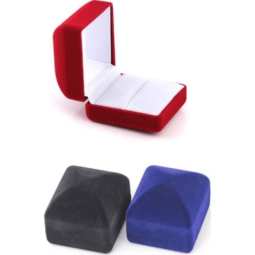Red/Blue/Black Square Velvet Wedding Ring Earring Necklace Jewelry Storage Box Vintage Display Case Holder Organizer Shellhard