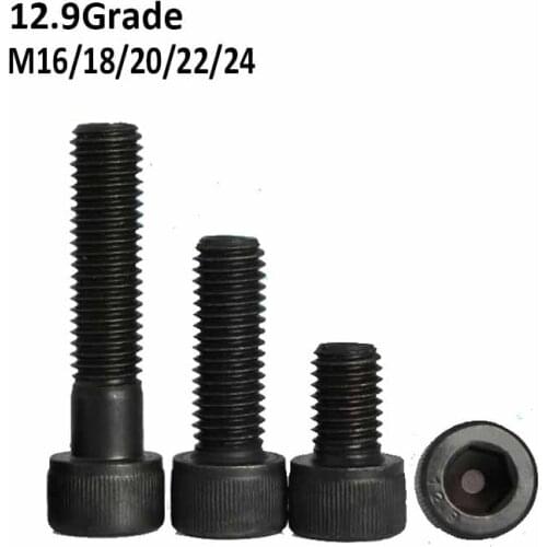 M16 M18 M20 M22 M24 Grade12.9 Hex Hexagon Socket Head Screws Black DIN912 Allen Bolts Carbon Steel Cup Head Screw