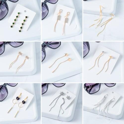 Thread Tassel Crystal Drop Earrings for Women Long Pendant Vintage Statement Earrings Luxury Gold Geometric Earring Jewelry