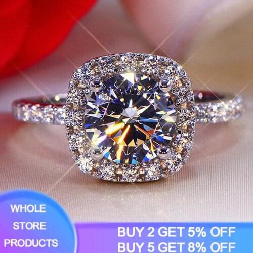 YANHUI Classic Four Claw 1ct Sona Diamond Gemstone Engagement Rings 925 Sterling Silver Promise Band Wedding Rings For Women