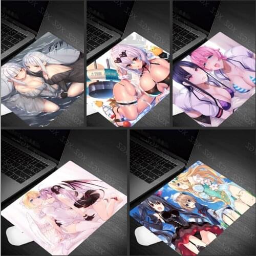 Yzuoan Small Size Mini Cute Sexy Anime Girl Non-slip Locking Edge Mouse Pad Game Rubber Computer Gaming Mousepad Game Component