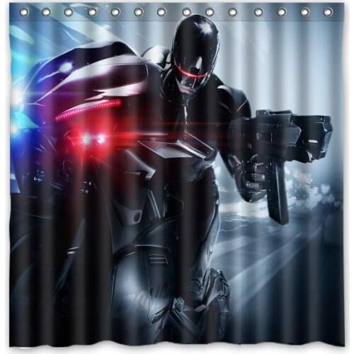 Customized Waterproof Bathroom Flower Robocop Curtain Polyester Fabric Bath Curtain With 12 Hooks 180*180cm