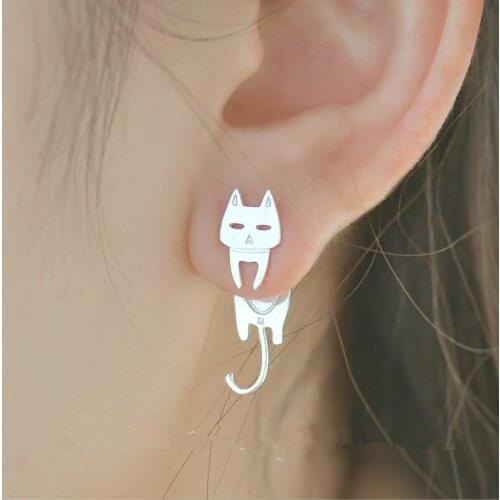 925 Silver Stud Earrings Women Cat Fish Silver Jewelry Cute Korean Fashion Earring Accessories Femme Gift Earrings Free Shipping