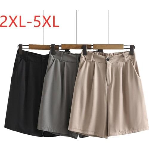 New 2021 Ladies Summer Plus Size Shorts For Women Large Loose Casual Black Khaki Pocket Shorts 2XL 3XL 4XL 5XL