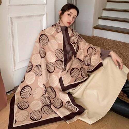 Women Winter Cashmere Scarf Lady Long Flower Print Shawl Scarves Female Fashion Soft Warm Pashmina All-match Double-sided Wraps